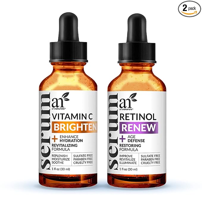 Vitamin C Serum Skin Care 2-Piece Set: Includes Retinol – Anti-Aging, Skin by ArtNaturals