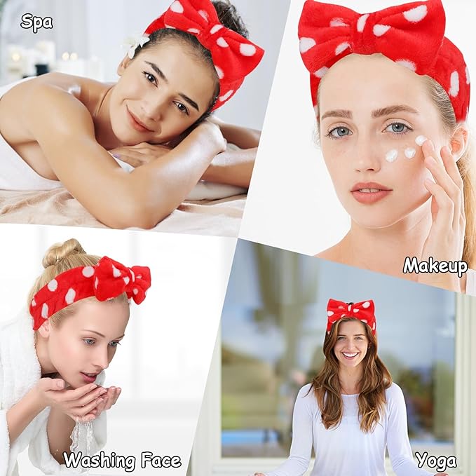 Casoty 10 Pcs Red Dot Makeup Headbands, Spa Gifts - Image 6