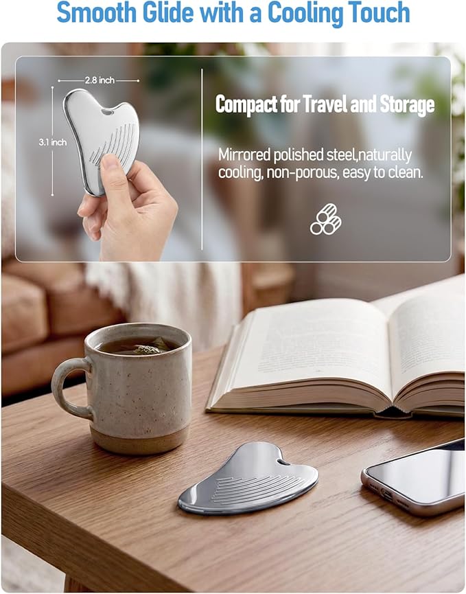 Amirce Non-Slip Grip Stainless Steel Gua Sha Tool - Image 9