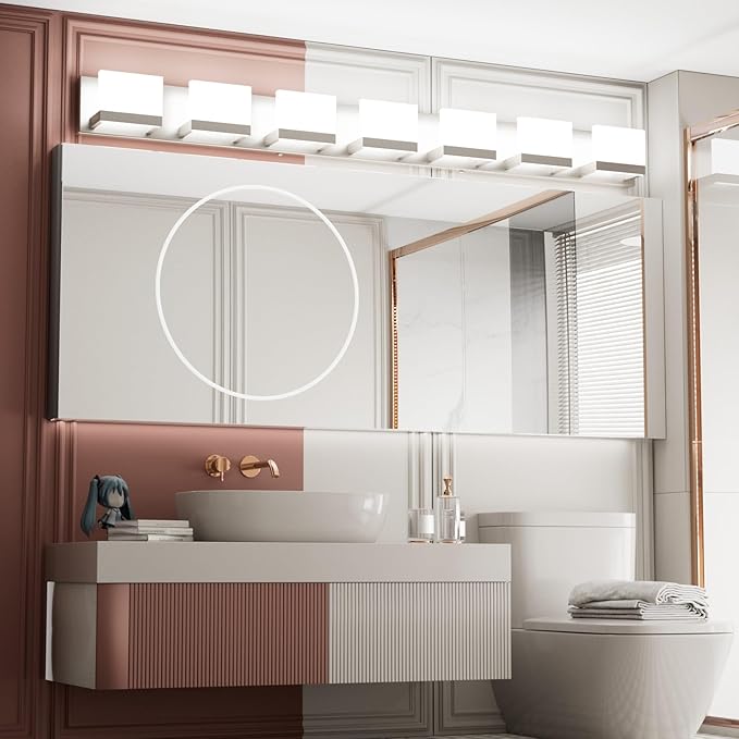 Tipace 7 Lights LED Modern Vanity Light Brushed Nickel Bathroom Lighting - Image 3