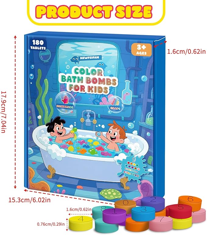 Bath Bombs for Kids, Boys Girls Mothers Day Gifts for Kids, 180 Mini Color - Image 8
