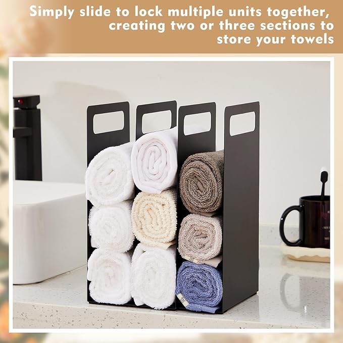 LEIFIDE Set of 2 Interlocking Towel Organizer Metal Bathroom Towel Storage Rack - Image 5