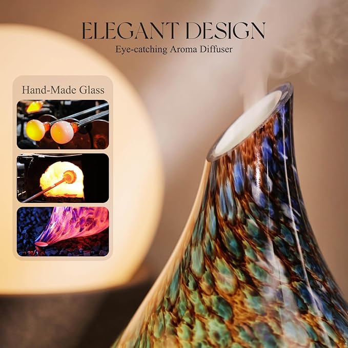 Porseme 280ml Essential Oil Diffuser Glass Color Changing Aroma Air Diffusers - Image 5