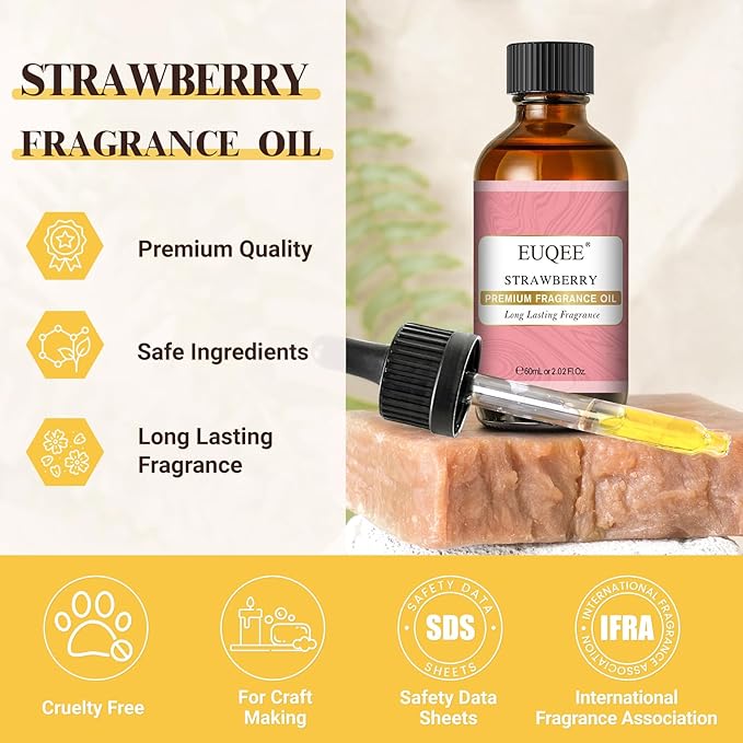 EUQEE 2.02 Fl oz Strawberry Fragrance Oil, Premium Strawberry Essential Oil - Image 3