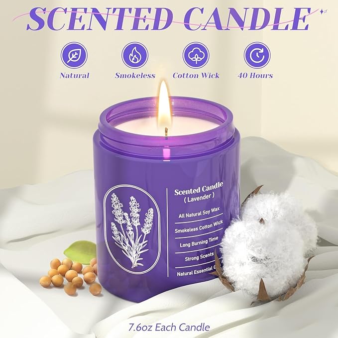 WarmEmbrace Lavender Candles for Home Scented, 30.4 oz Aromatherapy Purple Jar - Image 4
