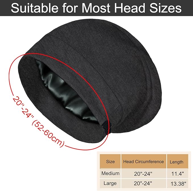 Satin Bonnet for Sleeping Night Cap, Adjustable Satin Lined Silk Bonnets Sleep - Image 2