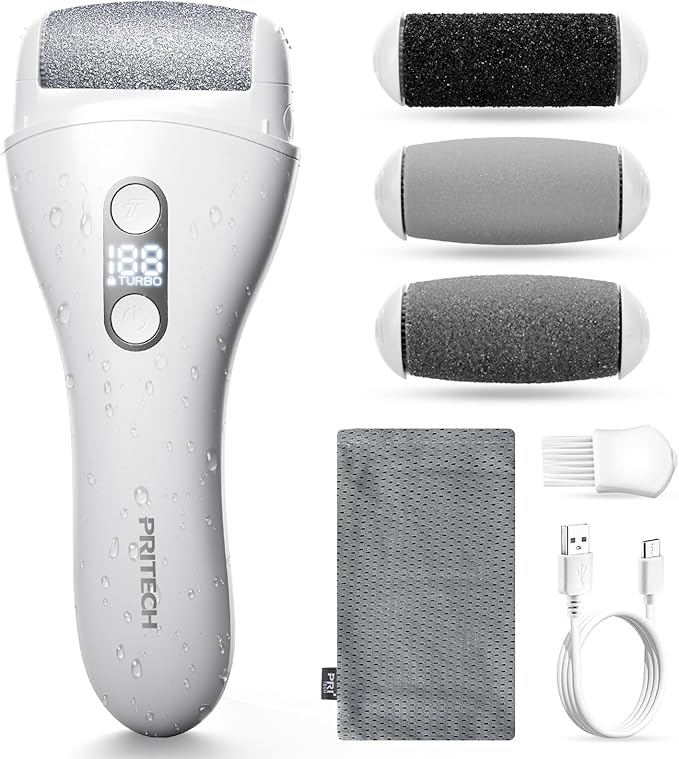 Electric Callus Remover for feet, Rechargeable Foot File Electronic Pedicure by PRITECH