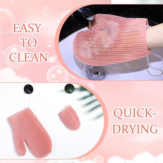 Karenhi 2 Pcs Honeycomb Exfoliating Glove Set Exfoliating Bath Mitt Honeycomb - Image 4