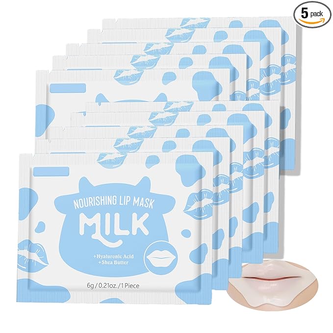 AKARY Milk 5 Pcs Moisturizing Lip Mask, Lip Sleep Gel Pads Mask Bulk by Unknown