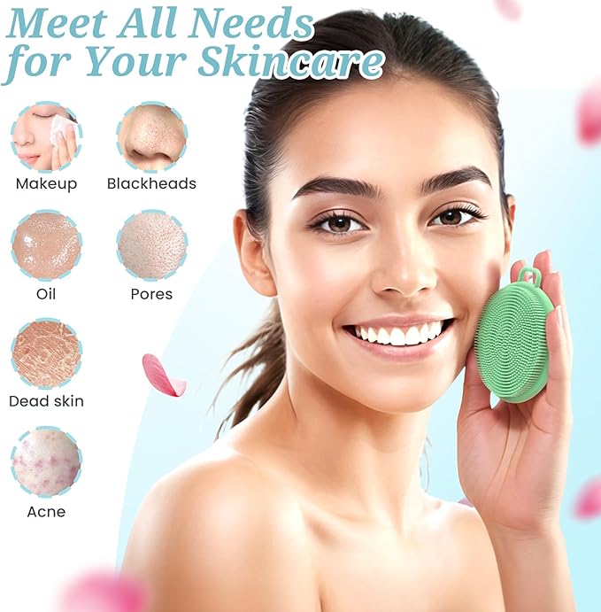 Silicone Back & Body & Face Scrubber Set 3PCS, Gentle Exfoliating Back & Body - Image 6