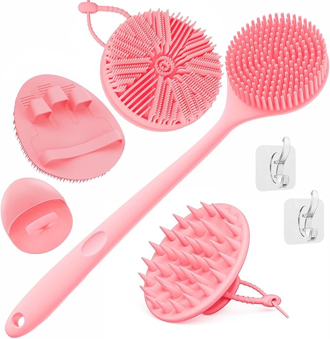 Manmihealth Silicone Back Scrubber & Soft Bath Glove, Silicone Scalp Massager by ManmiHealth