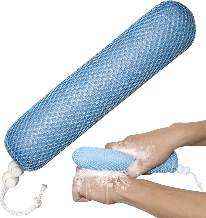 Bath Brush Head with Sponge, Back Scrubber Bath Mesh Bath Body Brush Head by KkaFFeHealth