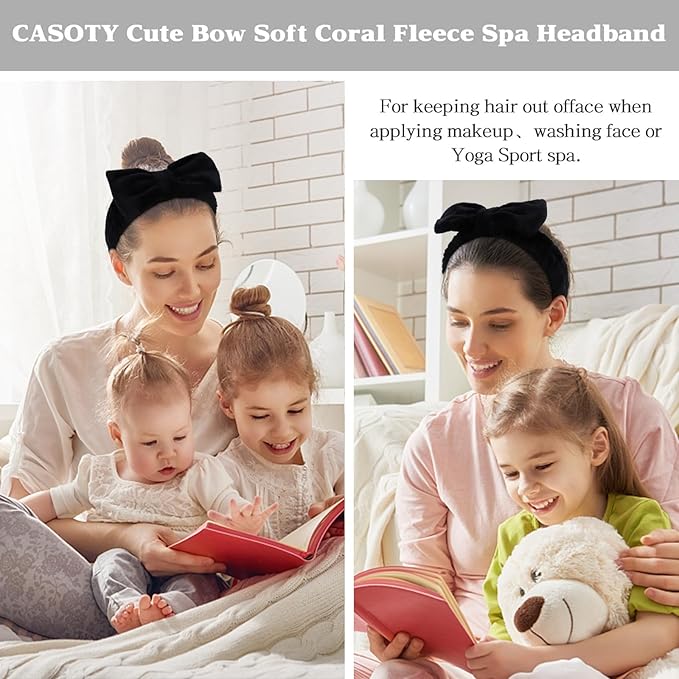 Casoty 12 Pcs Black Spa Headbands, Hair Holder - Image 6