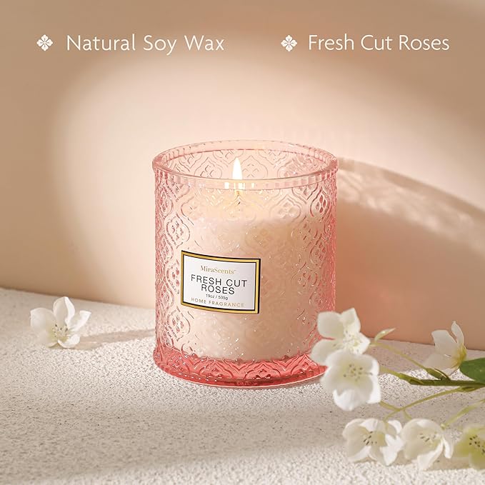 Rose Scented Candles, Valentine Luxury Large Decorative Candle in Glass - Image 3