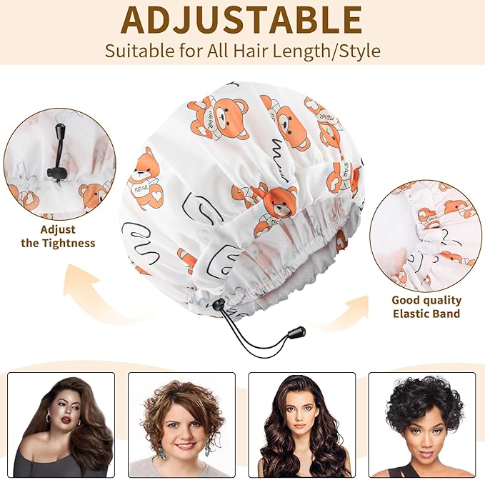 3 PCS Shower Caps for Women, Upgrade Comfortable & Extra Large & Double Layers - Image 3