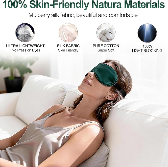 Silk Sleep Mask for Sleeping, Lightweight & Comfortable Blindfold for Women & - Image 2