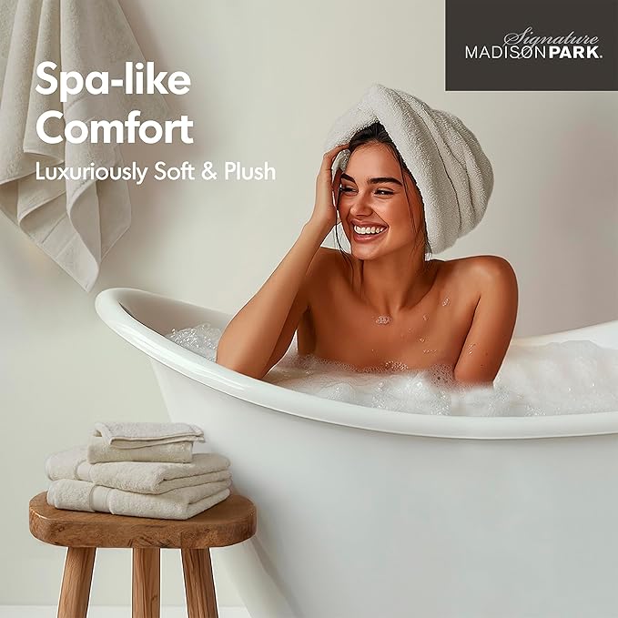Madison Park 800GSM Bathroom Towel Set of 8 100% Cotton Bath Towel Set - Image 5
