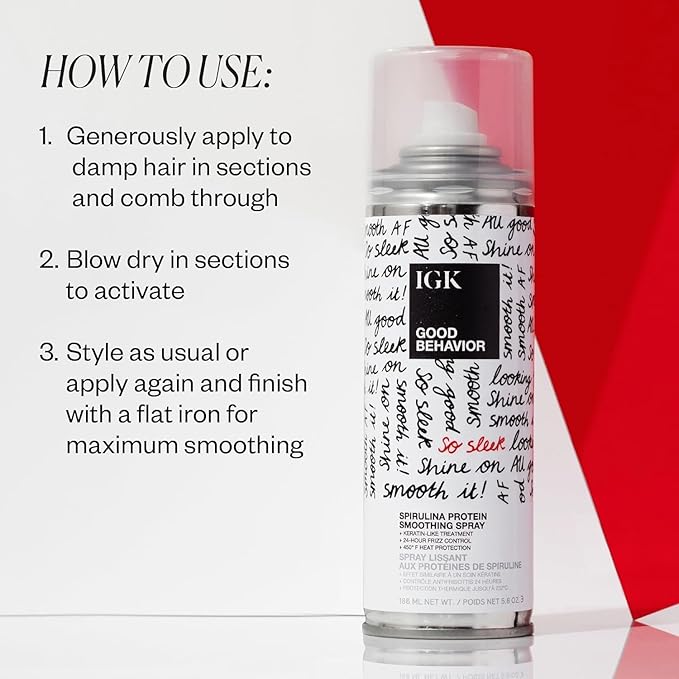 IGK Glass Hair Duo | Good Behavior Spirulina Smoothing Spray + Disco Disco - Image 3
