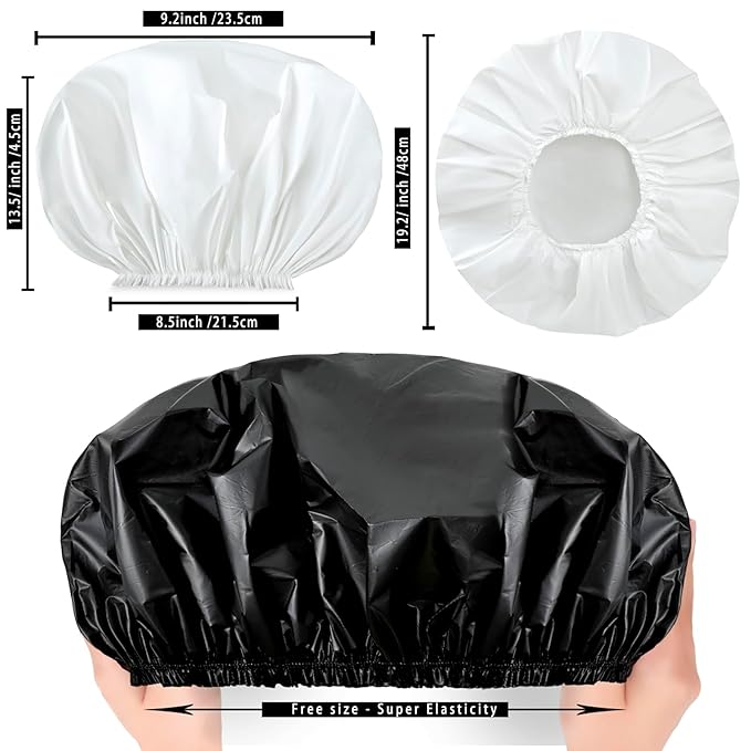 Super Jumbo Shower Cap 2 PCS Waterproof Shower Caps - Image 4
