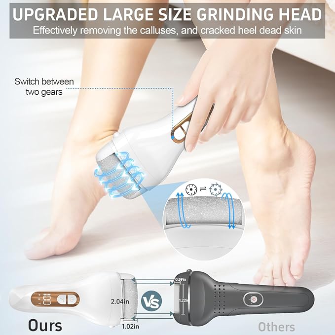 Electric Callus Remover for Feet, Professional Pedicure Kit Rechargeable Foot - Image 2