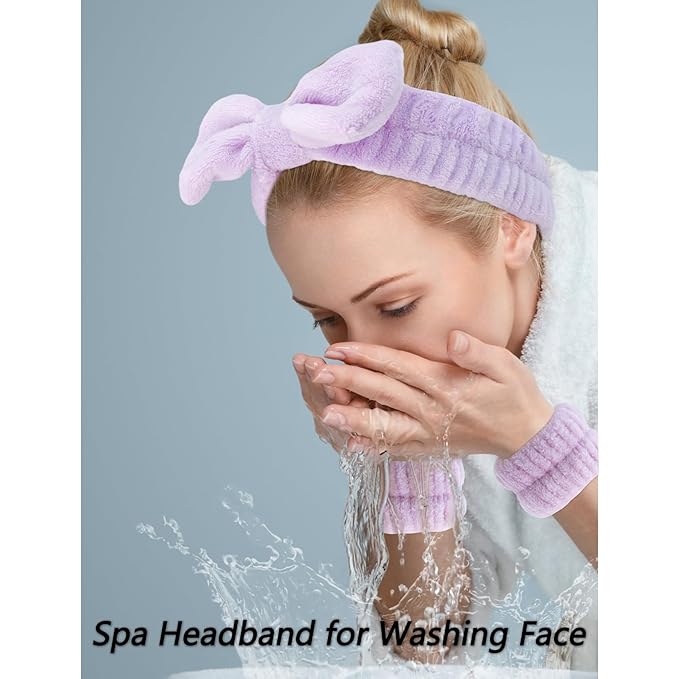 VELSCRUN Spa Headband, Makeup Face Wash Skincare Headbands, Bow Hair Band Party - Image 2