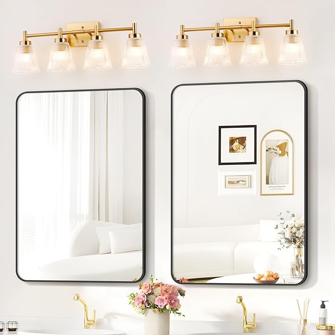 OCIOC 4-Light Bathroom Vanity Light, Burshed Gold Bathroom Light - Image 7