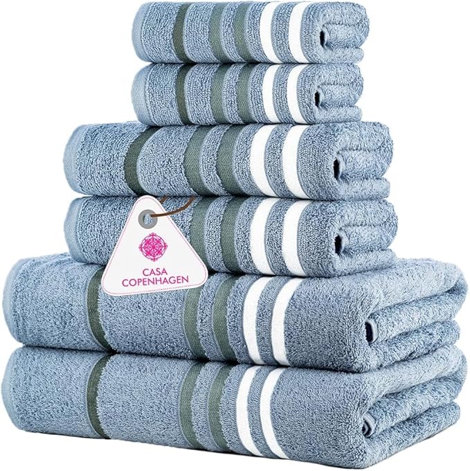 CASA COPENHAGEN Exotic 6Pcs 100% Egyptian Cotton Designer Towels Gift Set- by CASACOPENHAGEN