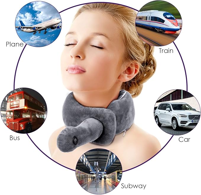 Travel Pillow/Vibration Wrap Neck Massage, Airplane Pillow Portable Battery - Image 6