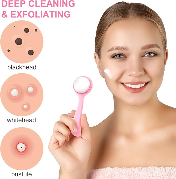 HINZIC 2 Pack Silicone Manual Facial Cleansing Brush, Skin Friendly Waterproof - Image 3