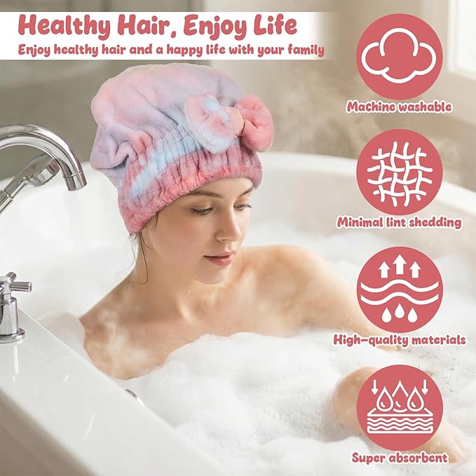 Xinjoduz Absorbent Hair Towel Wrap, Microfiber Hair Towel Wrap - Image 6