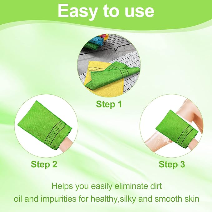Tatuo 12 Pieces Korean Exfoliating Mitt Glove Italy Towel Body Skin Scrubber - Image 6