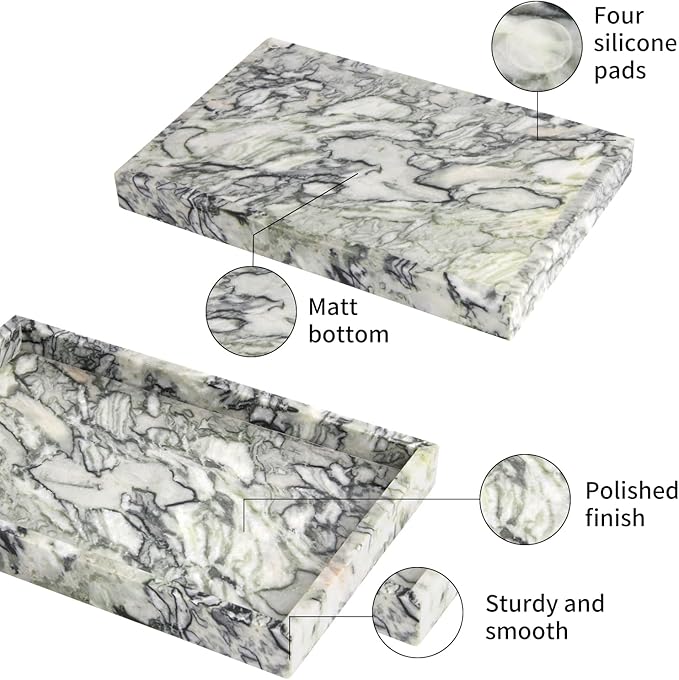 Marble Bathroom Vanity Tray, Natural Luxury Vanity Home Kitchen Bathroom Table - Image 4