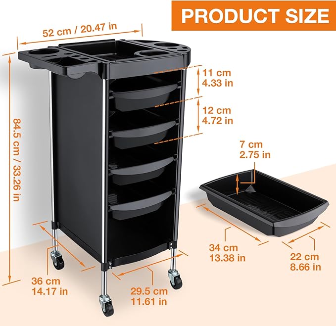 Noverlife Hair Salon Storage Tool Cart, 6-Layer Salon Cart - Image 7