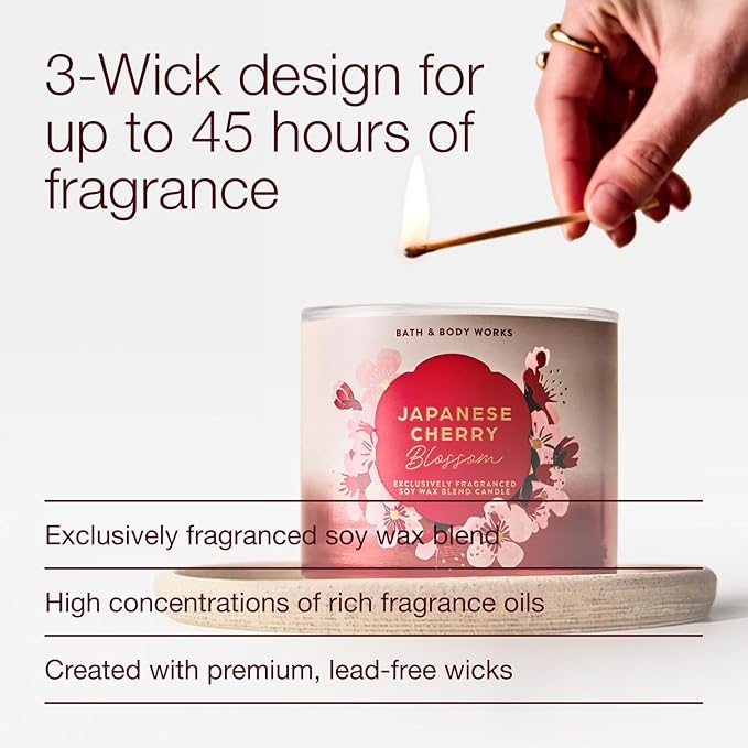Bath & Body Works Japanese Cherry Blossom 3-Wick Candle - Image 5