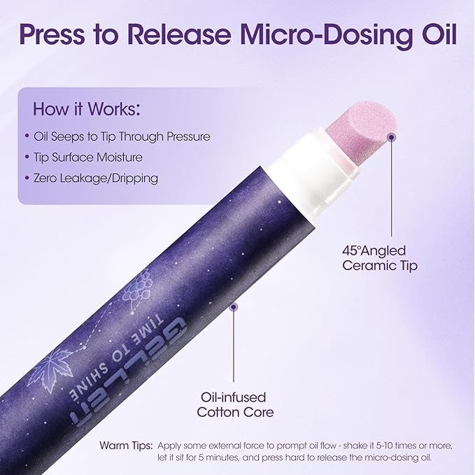 Gellen Ceramic Cuticle Oil Pusher Pen, 2-in-1 Cuticle Care Set - Image 5