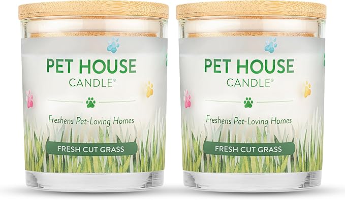 Pet House 9 oz Fresh Cut Grass Scented Candle, Clean Burning, Long Lasting by OneFurAll