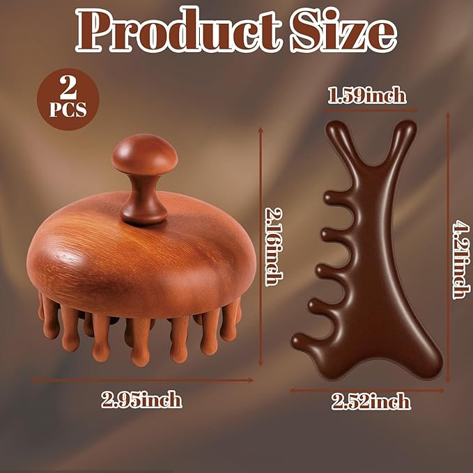 CZFSWT 2PCS Wooden Scalp Massager Set, Scalp Massager Hair Growth, Scalp - Image 2