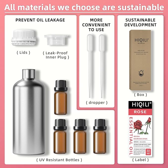 HIQILI 32 Fl Oz Rose Essential Oil, Huge Value Size Undiluted Rose Oil - Image 7