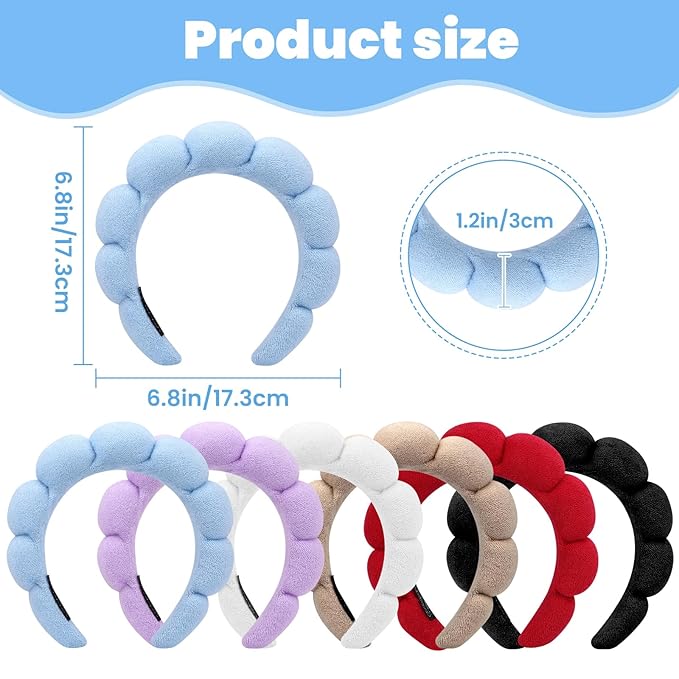 12 Pcs Spa Headbands for Women, Makeup Headbands for Women Girls, Puffy Sponge - Image 2
