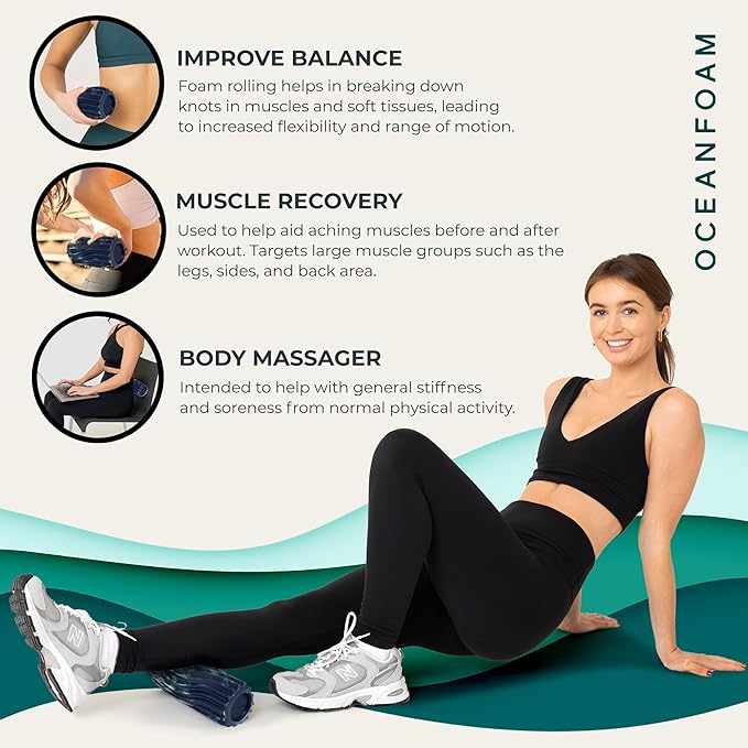 Oceanfoam Ripple Travel Foam Roller Firm Mini Foam Roller - Image 6