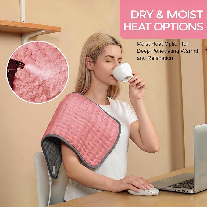 Pink Heating Pad for Gifts Soothing Heat Therapy for Women & Men, Perfect - Image 5