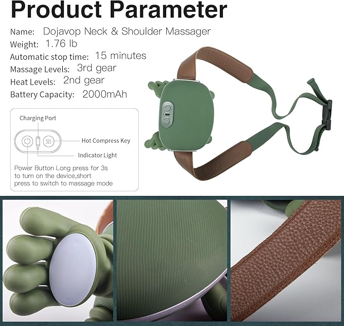 Neck Massager with Heat for Pain Relief Deep Tissue Cordless Neck and Shoulder - Image 9