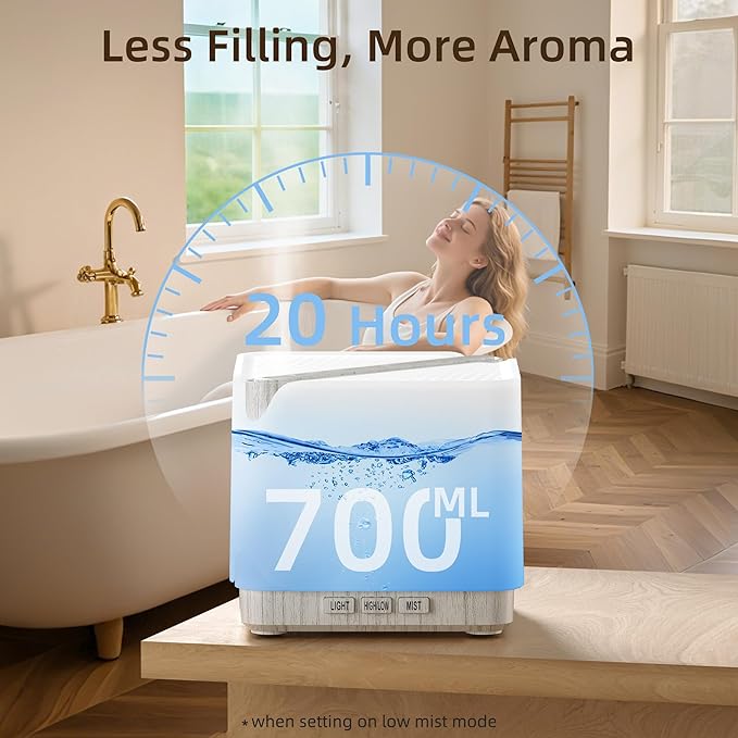 ASAKUKI Essential Oil Diffuser for Home, Large 700 ml Humidifier - Image 8