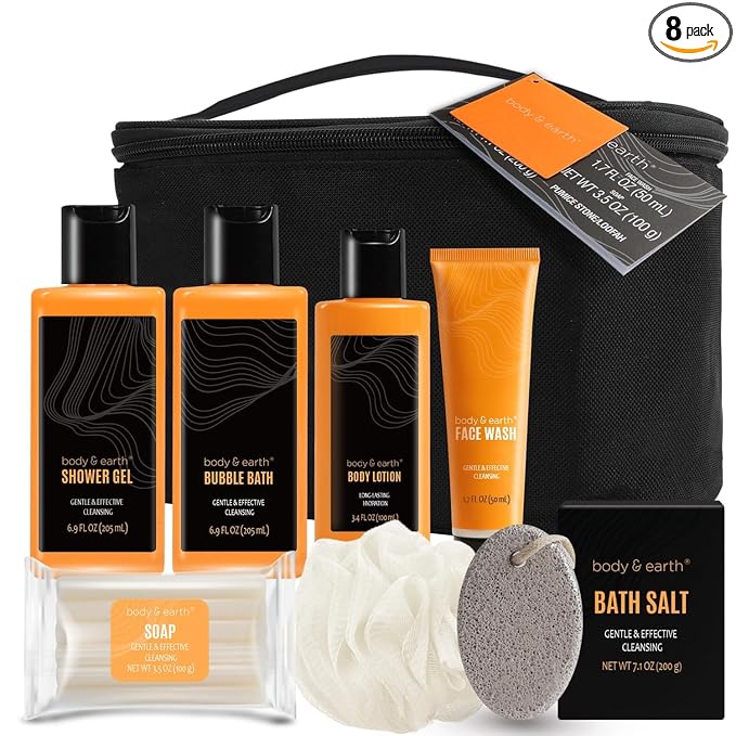 Body & Earth Gift Baskets for Men Bath Set Citrus Scented Bath and Body Gift Set by BODYEARTH