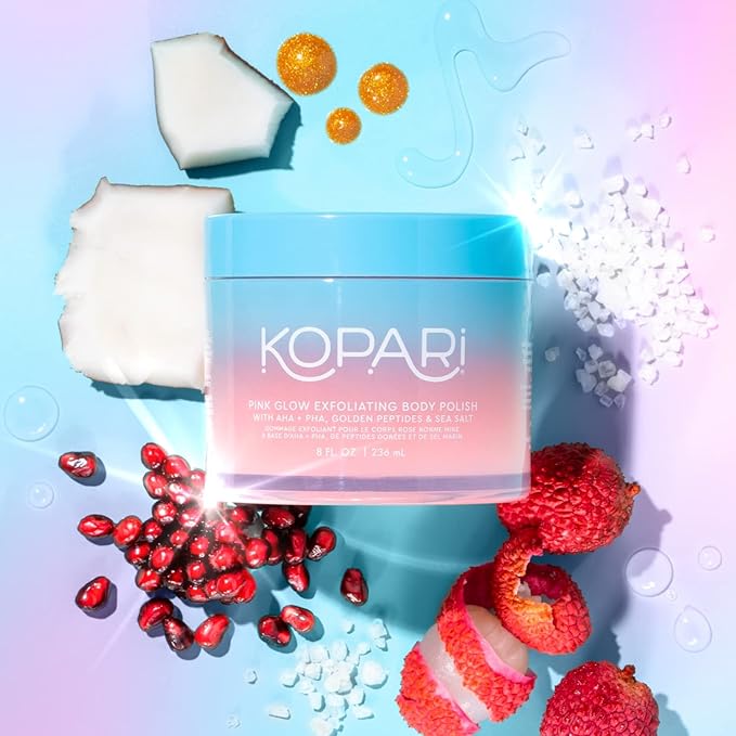 Kopari Pink Glow Exfoliating Body Polish, AHA Vegan Body Scrub - Image 3