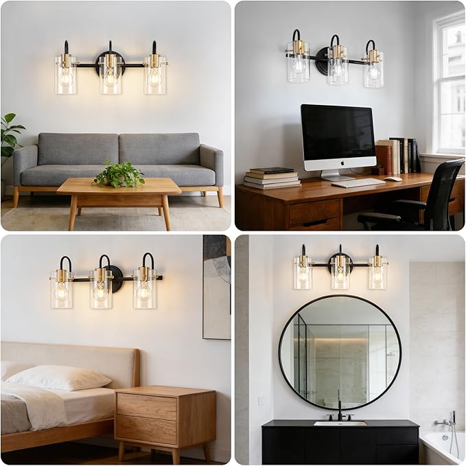3 Light Bathroom Vanity Light, Modern Wall Sconces Wall Lamp over Mirror - Image 5