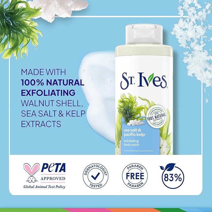 St. Ives Body Wash, Sea Salt & Pacific Kelp Exfoliating Shower Gel 2-Pack - Image 6