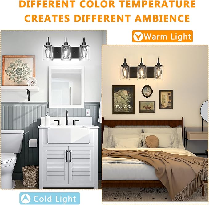 Baocuz 3-Light Bathroom Light Fixtures, Modern Bathroom Wall Lamp - Image 4