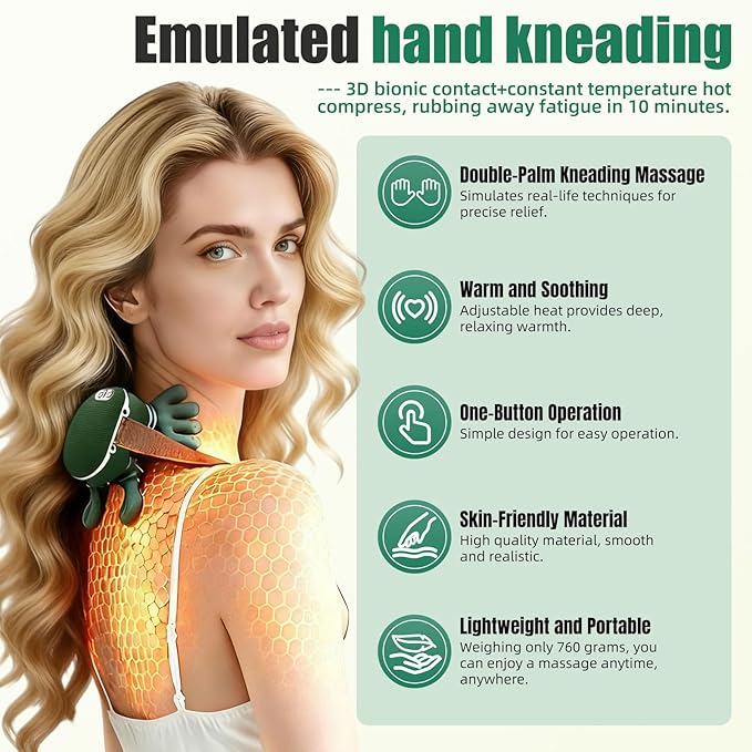 Shoulder & Neck Massager with Heat, 4D Kneading Neck Massager with Bionic - Image 4