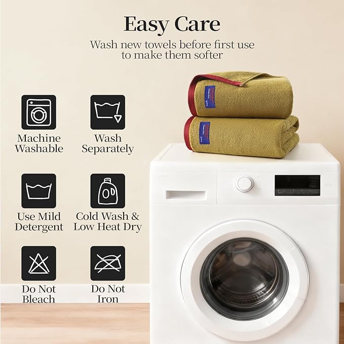 REDKISS 100% Cotton 2 Pack Luxury Bath Towels 27 x 54 Inches, Oversized Bath - Image 9